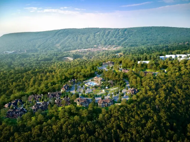 Exterior rendering of Pennsylvania Ski Resort, a masterplan project in Tannersville, PA – BOGZA