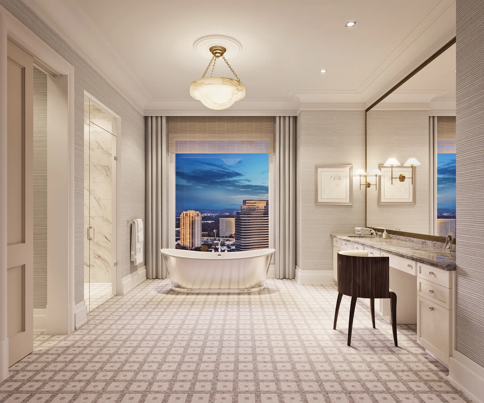 Bathroom rendering of 1661 Tanglewood Rd, a residential project in Houston, TX – BOGZA