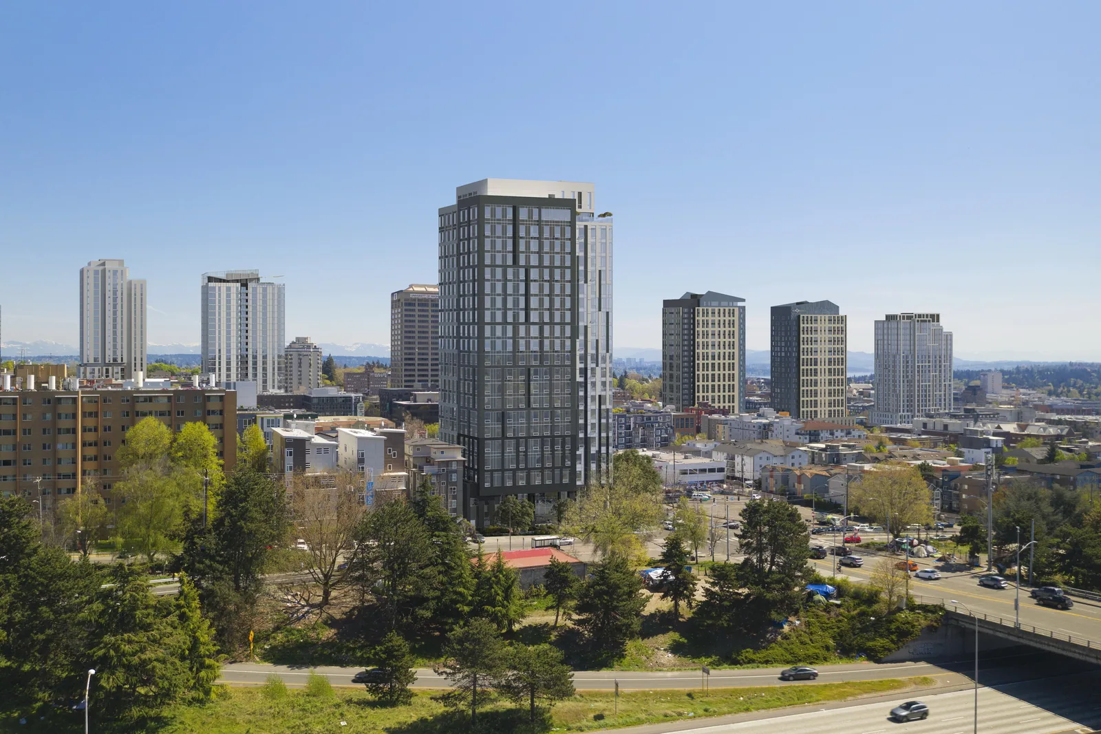 Victory at the U, a 21-story student housing tower at 700 NE 45th St in Seattle's University District