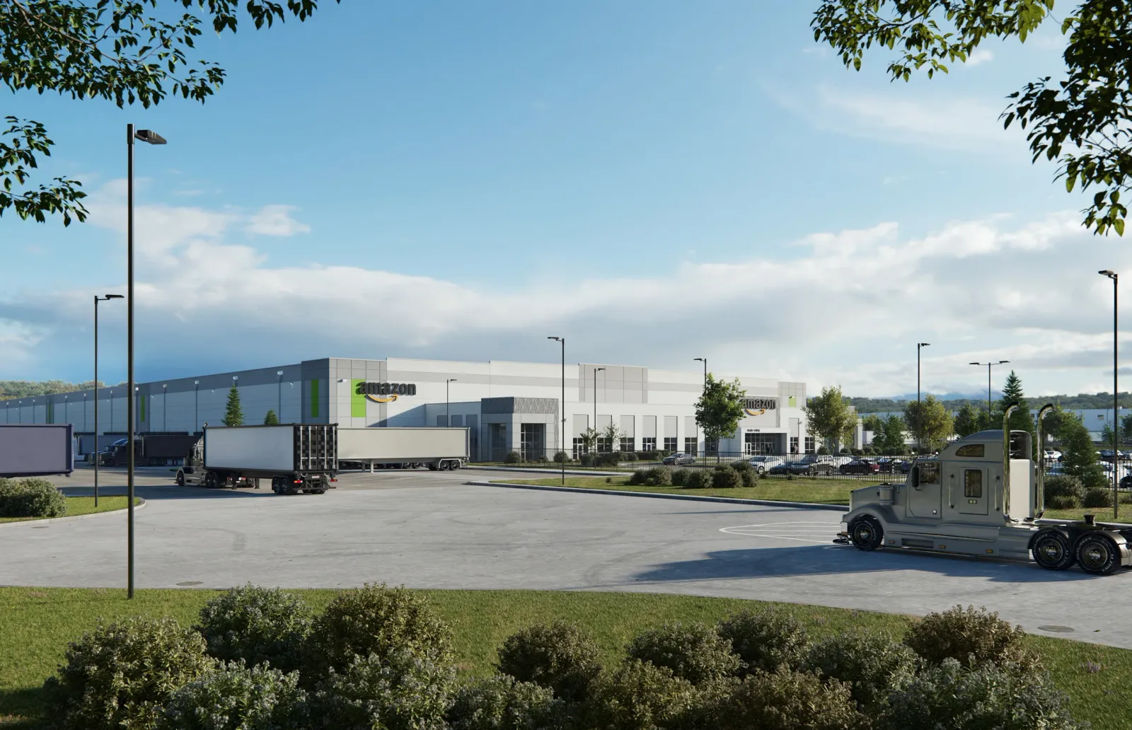 Distribution building and truck court at Goodman Logistics Center Fullerton, California, by day